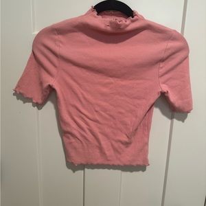 pink ruffle short sleeve shirt from forever 21